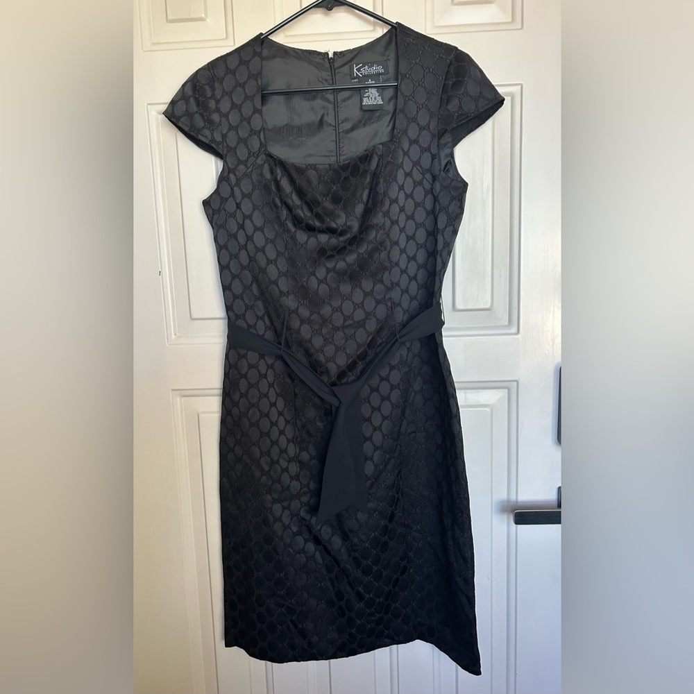 K Studio Collections Black Polka Dot Cap Sleeve Cocktail Dress